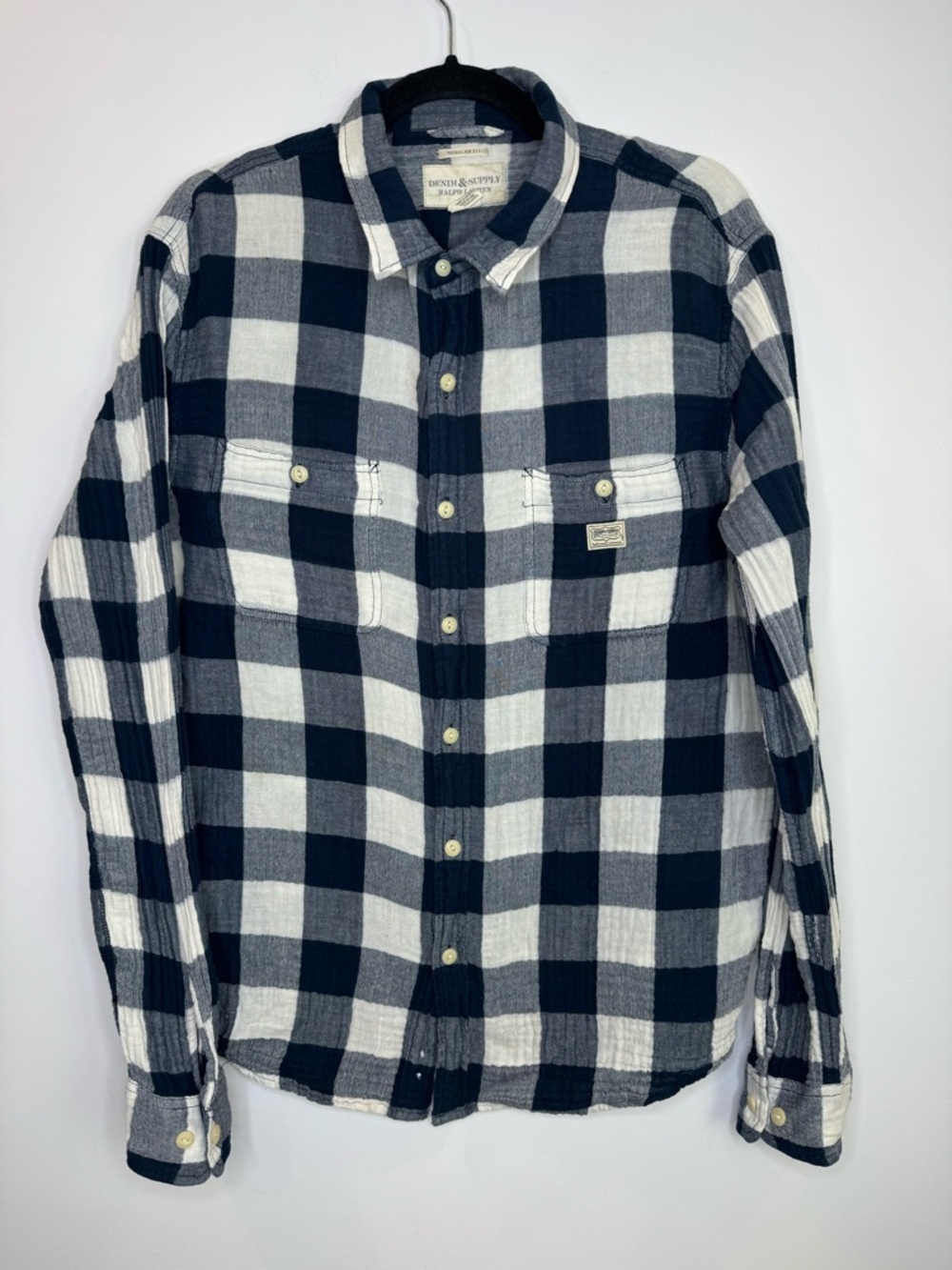 Denim & Supply Ralph Lauren Plaid Long Sleeve Button Down Shirt Blue Men XL